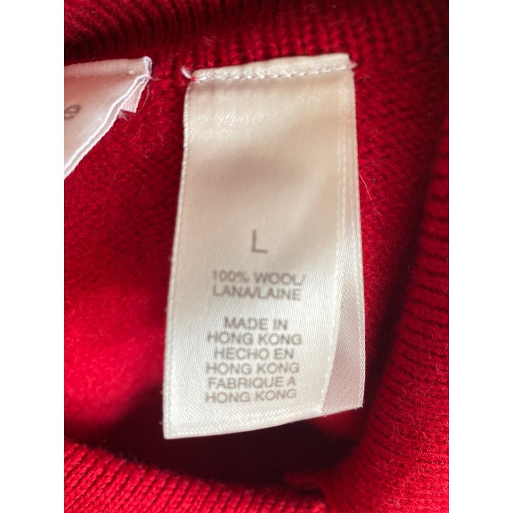 Liz Claiborne Women Large Cardigan Sweater 100% Wool Red Classic Preppy - Picture 4 of 8
